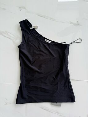 Balenciaga Black One-Shoulder Tank Top
